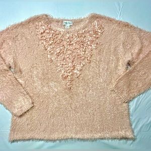 Drapers & Damons plus size 2X Sweater Pink blush silver metallic sparkle fuzzy